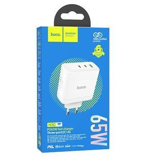 Зарядний адаптер PD 65W GaN QC 3.0 PD3.0 three-port HOCO N30