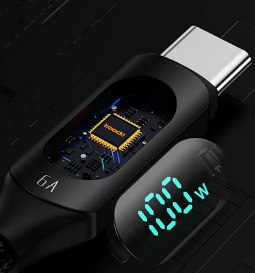 Кабель з дисплеєм USB Type C Cable Toocki 100W 6A 2m
