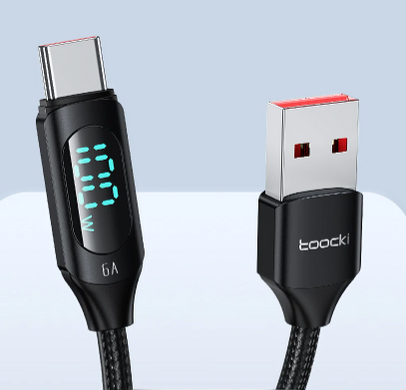 Кабель з дисплеєм USB Type C Cable Toocki 100W 6A 2m