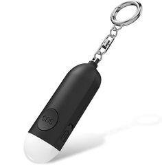 Персональная сигнализация брелок сирена для ключей с фонарем 130дБ зарядка USB Черный