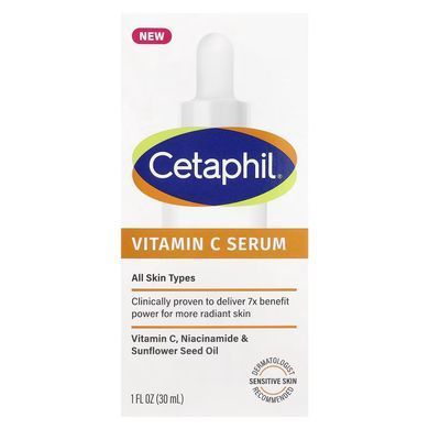 Увлажняющая сыворотка с гиалуроновой кислотой и антиоксидантами Cetaphil Vitamin C Serum для сияния и защиты кожного барьера, 30 мл