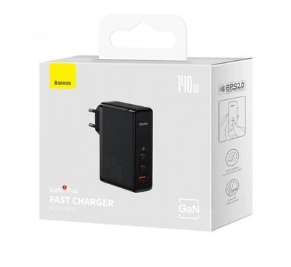 Адаптер Baseus 140W GaN5 Pro Fast Charger 2C+U Зарядний пристрій з кабелем