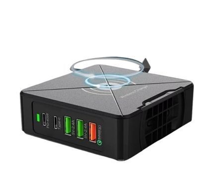 Сетевое зарядное устройство PD-75W для телефонов планшетов ноутбуков с функцией беспроводной зарядки Qi WPC1.2